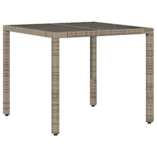 3-Piece Bistro Set with Cushions Grey Poly Rattan Wicker Outdoor Patio Furniture - Image 4