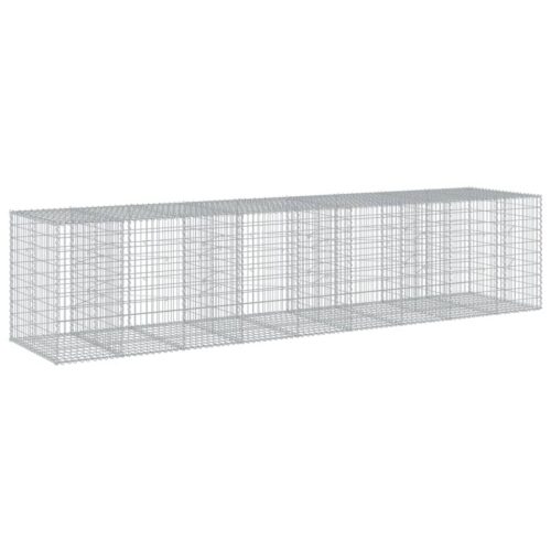 Gabion Basket with Cover 450x100x100cm Galvanised Iron - Image 5