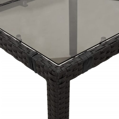 3-Piece Bistro Set with Cushions Black Poly Rattan Wicker Outdoor Patio Furniture - Image 6