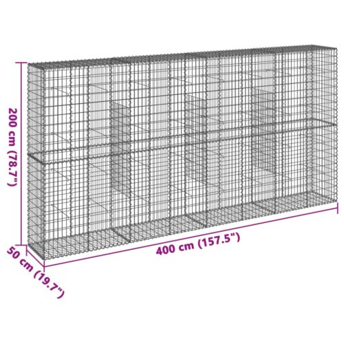 Gabion Basket with Cover 400x50x200cm Galvanised Iron - Image 7
