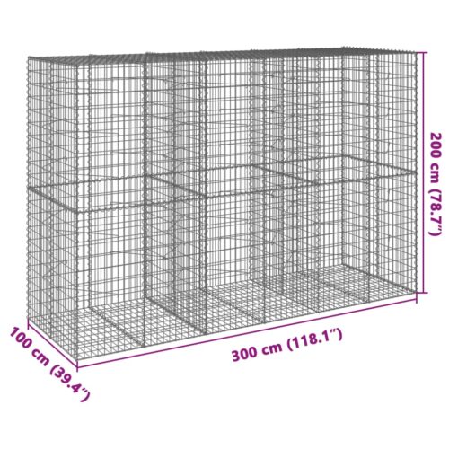 Gabion Basket with Cover 300x100x200cm Galvanised Iron - Image 7