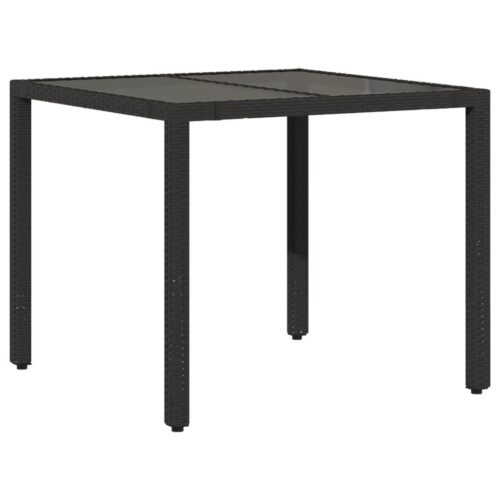 3-Piece Garden Bistro Set with Cushions Black Poly Rattan Wicker Outdoor Patio Furniture - Image 4