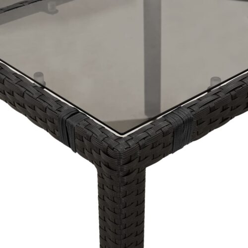 3-Piece Garden Bistro Set with Cushions Black Poly Rattan Wicker Outdoor Patio Furniture - Image 6