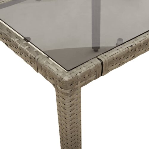3-Piece Garden Bistro Set with Cushions Grey Poly Rattan Wicker Outdoor Patio Furniture - Image 6