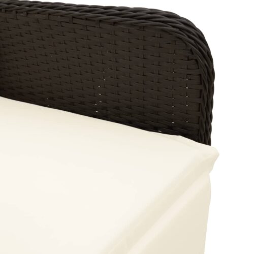 3-Piece Garden Bistro Set with Cushions Black Poly Rattan Wicker Outdoor Patio Furniture - Image 5
