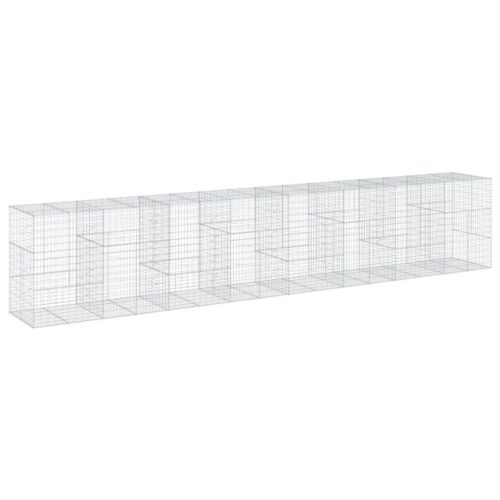 Gabion Basket with Cover 800x100x150cm Galvanised Iron - Image 8