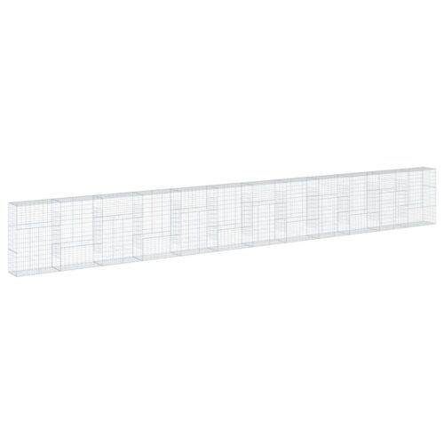 Gabion Basket with Cover 1200x50x150cm Galvanised Iron - Image 5