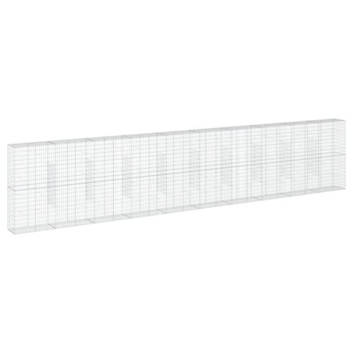 Gabion Basket with Cover 1000x50x200cm Galvanised Iron - Image 8