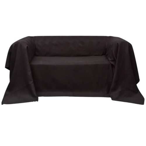 Micro-Suede Sofa Cover Couch Slipcover Protector Brown 210 x 280cm - Image 3