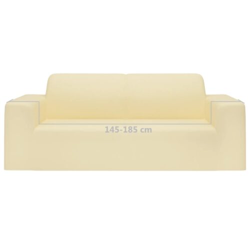 2-Seater Stretch Couch Slipcover Cream Polyester Jersey - Image 6