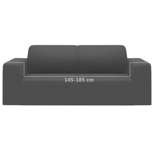 2-Seater Stretch Couch Slipcover Anthracite Polyester Jersey - Image 6