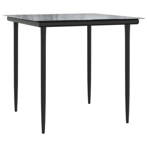 5-Piece Garden Dining Set with Cushions Black Poly Rattan - Image 6