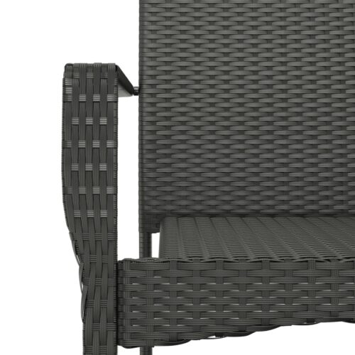 5-Piece Garden Dining Set with Cushions Black Poly Rattan - Image 8
