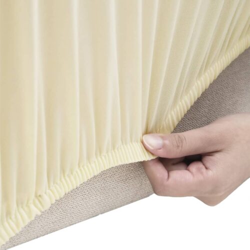 3-Seater Stretch Couch Slipcover Cream Polyester Jersey - Image 3