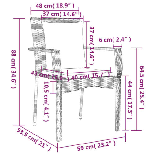 5-Piece Garden Dining Set with Cushions Black Poly Rattan - Image 9