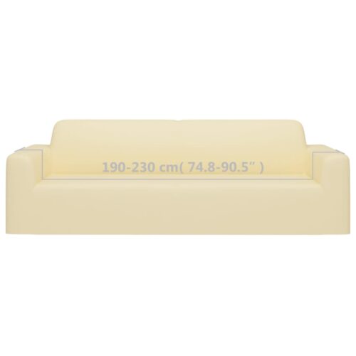 3-Seater Stretch Couch Slipcover Cream Polyester Jersey - Image 6