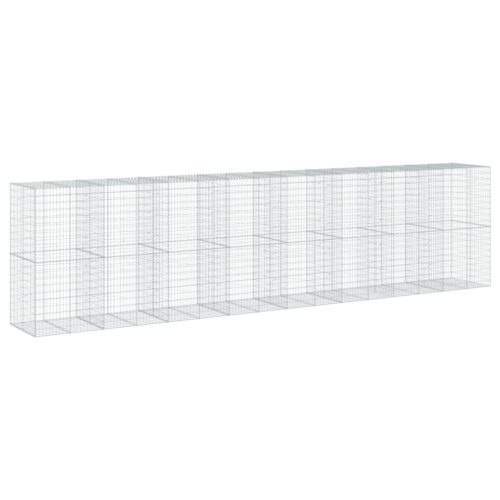 Gabion Basket with Cover 800x100x200cm Galvanised Iron - Image 5