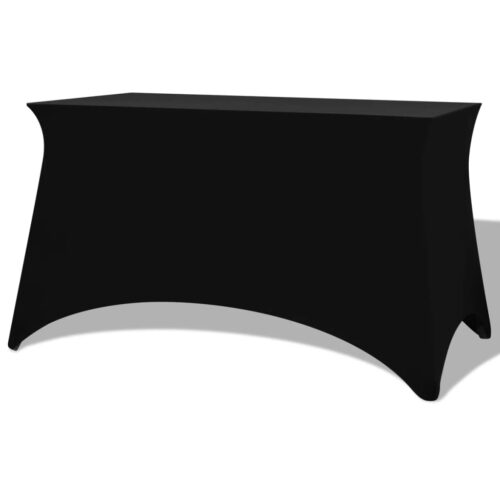 2pcs Stretch Table Cloth Slipcovers Protector Wedding Party 183x76x74cm Black