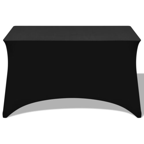 2pcs Stretch Table Cloth Slipcovers Protector Wedding Party 183x76x74cm Black - Image 2