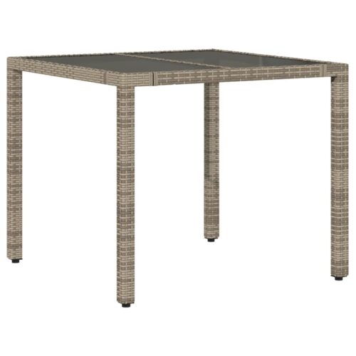 3-Piece Garden Bistro Set with Cushions Grey Poly Rattan Wicker Outdoor Patio Furniture - Image 4