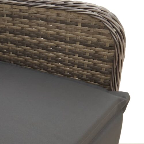 3-Piece Garden Bistro Set with Cushions Grey Poly Rattan Wicker Outdoor Patio Furniture - Image 5