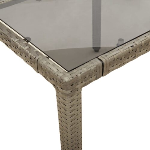 3-Piece Garden Bistro Set with Cushions Grey Poly Rattan Wicker Outdoor Patio Furniture - Image 6