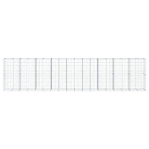 Gabion Basket with Cover 900x100x200cm Galvanised Iron - Image 3