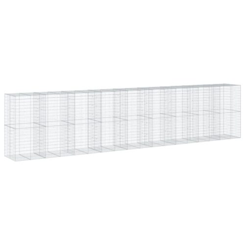 Gabion Basket with Cover 900x100x200cm Galvanised Iron - Image 8