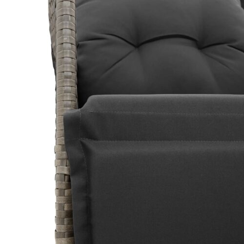 3-Piece Garden Bistro Set with Cushions Grey Poly Rattan Wicker Outdoor Patio Furniture - Image 5