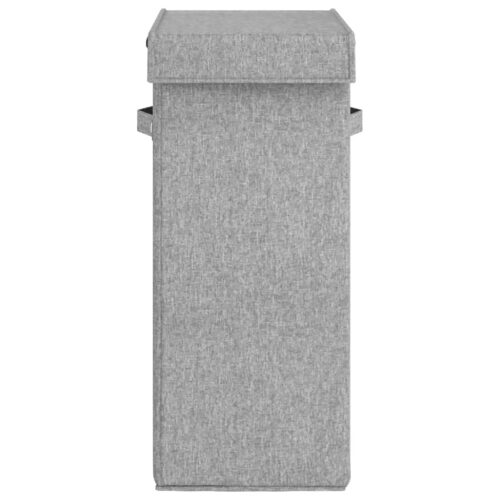 Foldable Laundry Hamper Grey 26x34.5x59.5cm Faux Linen Fabric - Image 3