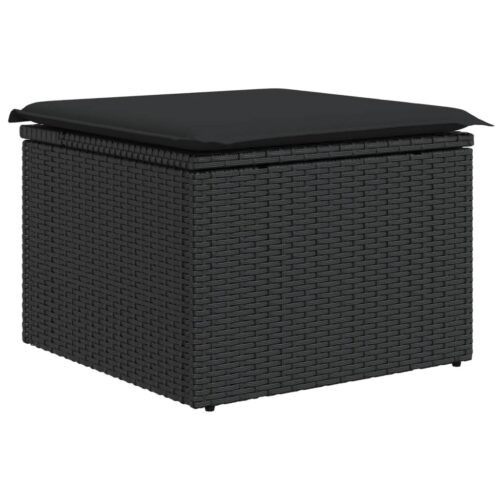 5-Piece Garden Sofa Set with Cushions Black Poly Rattan Wicker Outdoor Patio Furniture - Image 3