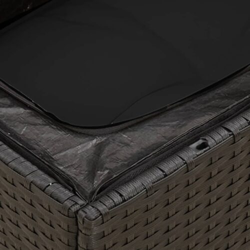 5-Piece Garden Sofa Set with Cushions Black Poly Rattan Wicker Outdoor Patio Furniture - Image 8