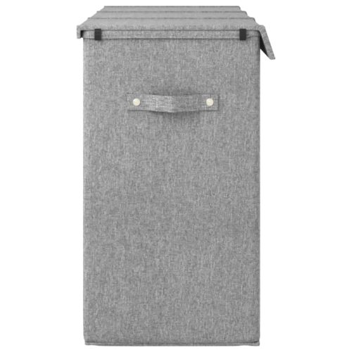 Foldable Laundry Hamper Grey 64.5x34.5x59cm Faux Linen Fabric - Image 4