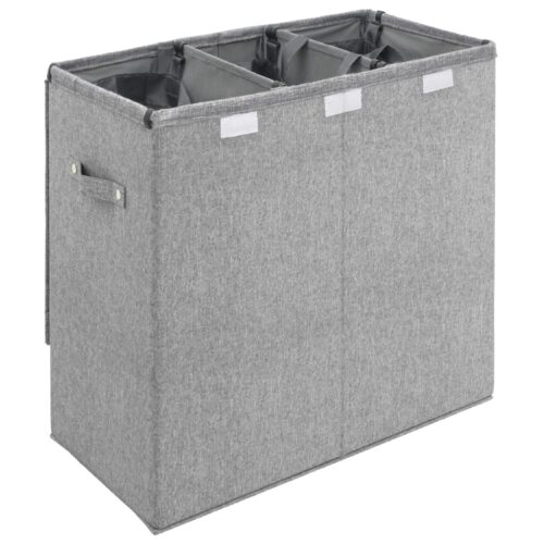 Foldable Laundry Hamper Grey 64.5x34.5x59cm Faux Linen Fabric - Image 6