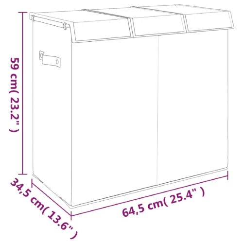 Foldable Laundry Hamper Grey 64.5x34.5x59cm Faux Linen Fabric - Image 9