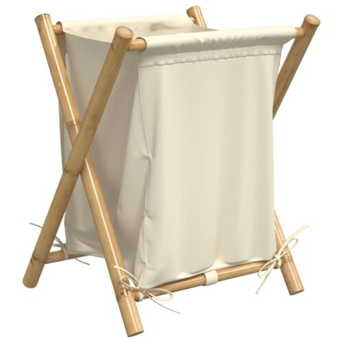 Laundry Basket Cream White 45x55x63.5cm Bamboo - Image 2