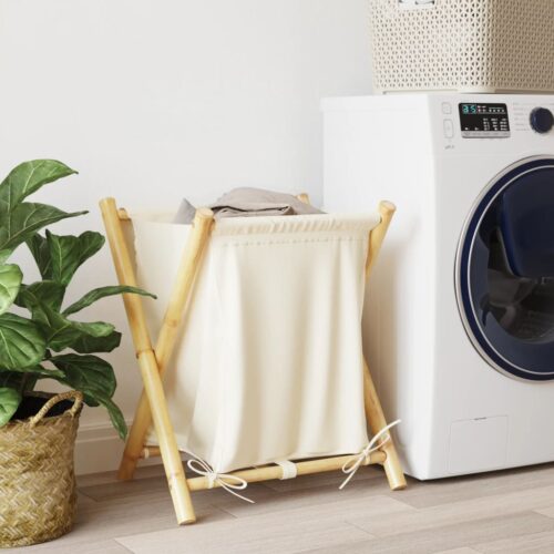Laundry Basket Cream White 45x55x63.5cm Bamboo - Image 3
