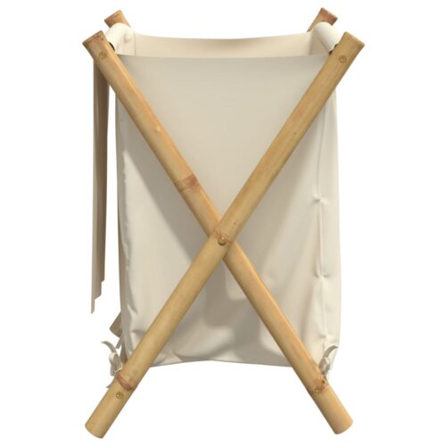 Laundry Basket Cream White 45x55x63.5cm Bamboo - Image 5
