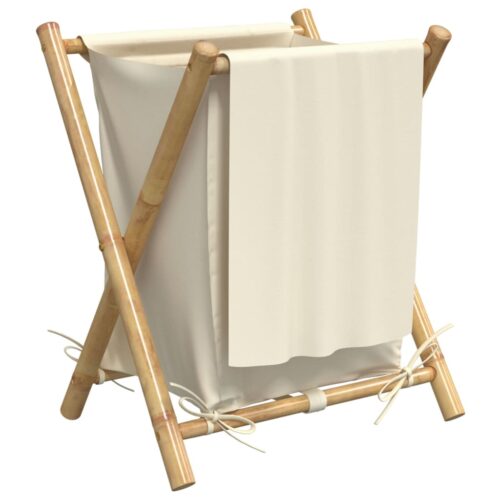 Laundry Basket Cream White 45x55x63.5cm Bamboo - Image 6
