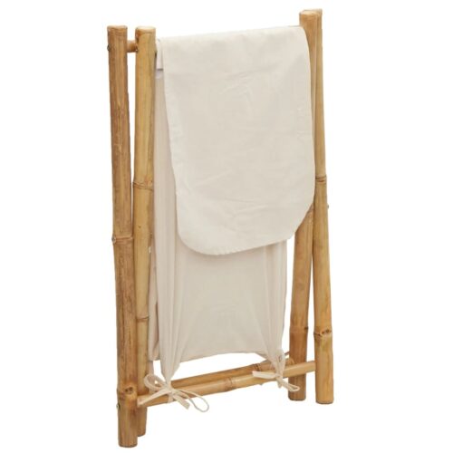Laundry Basket Cream White 45x55x63.5cm Bamboo - Image 7