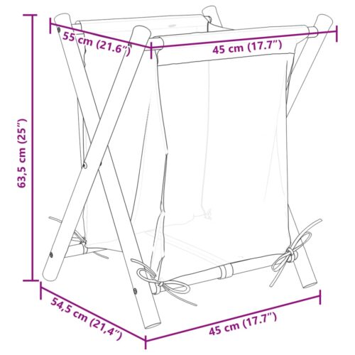 Laundry Basket Cream White 45x55x63.5cm Bamboo - Image 9