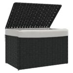 Black Laundry Hamper Wicker Rattan Basket Washing Clothes Storage Box Organiser