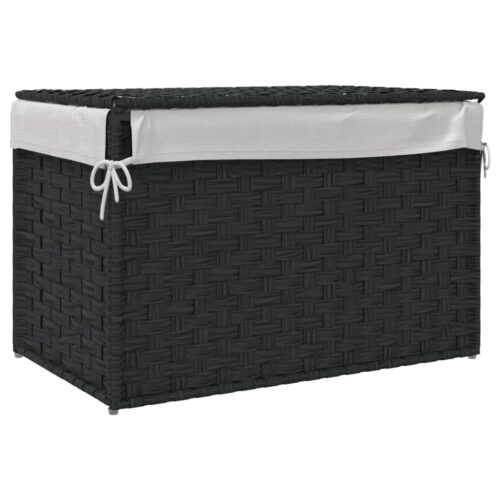 Black Laundry Hamper Wicker Rattan Basket Washing Clothes Storage Box Organiser - Image 6
