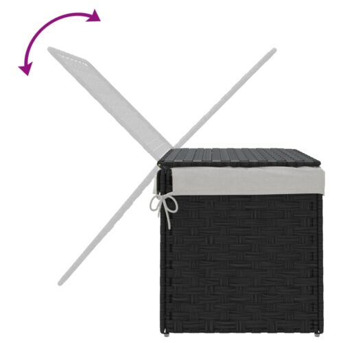 Black Laundry Hamper Wicker Rattan Basket Washing Clothes Storage Box Organiser - Image 7