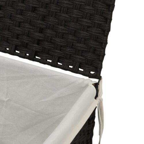 Black Laundry Hamper Wicker Rattan Basket Washing Clothes Storage Box Organiser - Image 8