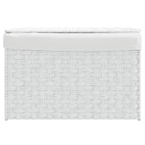 White Laundry Hamper Wicker Rattan Basket Washing Clothes Storage Organiser - Image 3