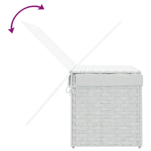 White Laundry Hamper Wicker Rattan Basket Washing Clothes Storage Organiser - Image 7