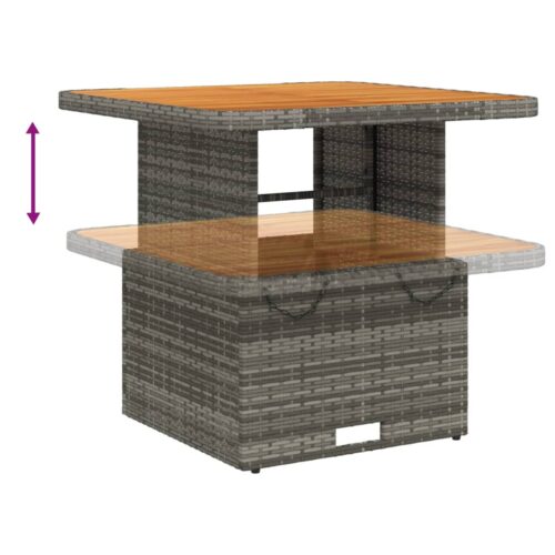 3-Piece Garden Dining Set with Cushions Grey Poly Rattan Wicker Outdoor Patio Furniture - Image 4