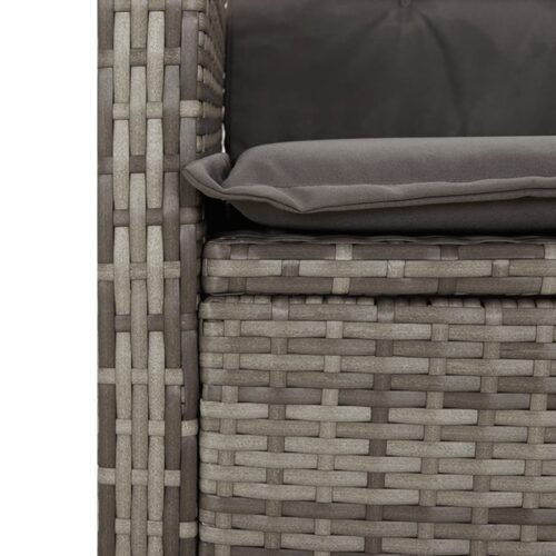 3-Piece Garden Dining Set with Cushions Grey Poly Rattan Wicker Outdoor Patio Furniture - Image 7