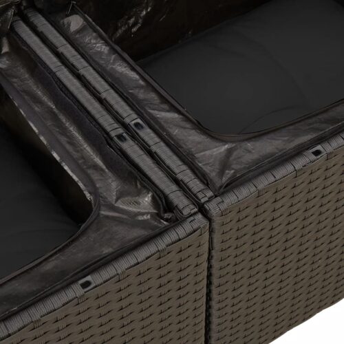 5-Piece Garden Sofa Set with Cushions Black Poly Rattan Wicker Outdoor Patio Furniture - Image 6